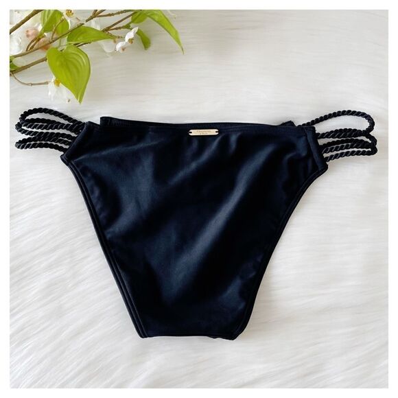 NWT A&F Black Strappy Side Bikini Bottom M - Picture 4 of 8